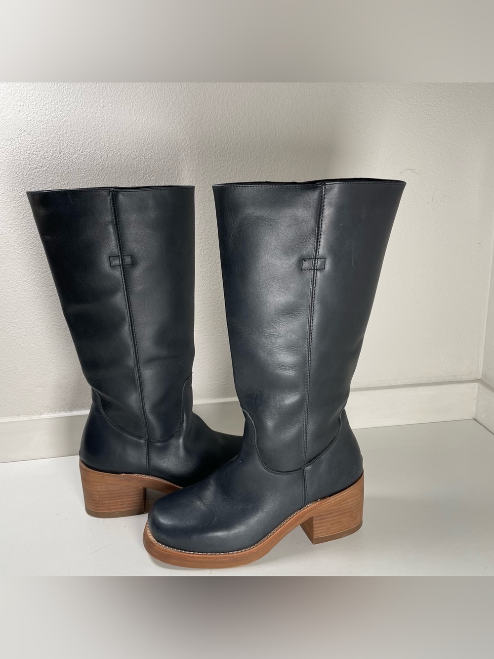 Dingo 1969 Vagabond Leather Tall Knee High Boots Size 9M Urban Cowgirl Black
